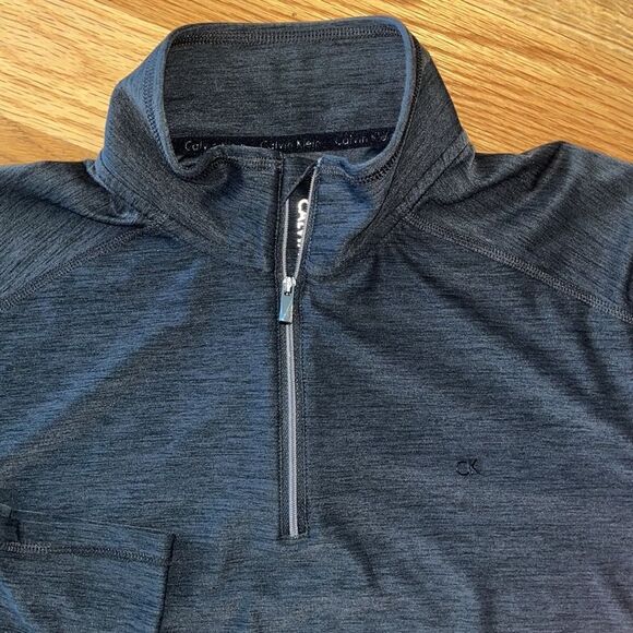 Calvin Klein dark charcoal gray Monogram Logo T-Neck Sweatshirt Sweater S adult - Picture 3 of 4